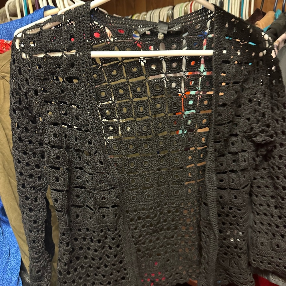 Robert Rodriguez Black Open-Knit‎ Cardigan